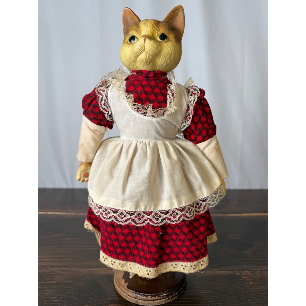 Vintage Anthropomorphic Cat Doll Figurine Folk Art Countrycore 12"